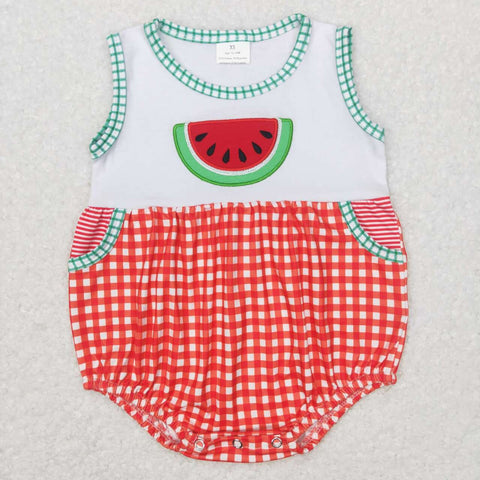 SR0592 RTS baby boy clothes watermelon embroidery summer bubble