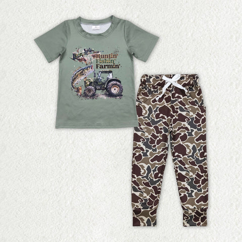 BSPO0380 baby boy clothes fishing hunting camouflage boy fall spring outfit