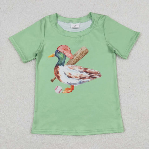 BT0611 baby boy clothes baseball green mallard duck boy summer tshirt