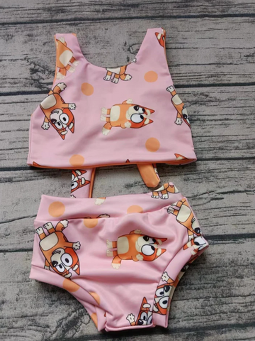 Order Deadline:16th May. Split order baby girl clothes cartoon dog girl summer swimsuit