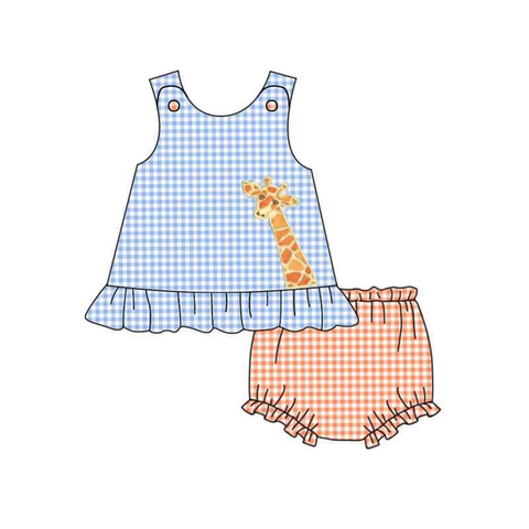 Order Deadline:7th May. Split order baby girl clothes giraffe girl summer bummies set