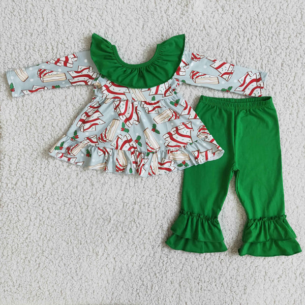 6 A0-12 baby girl clothes green tree christmas outfits-promotion 2023.11.18