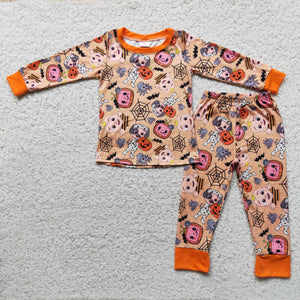 6 A10-5 Baby Boy Halloween Pumpkin Long Sleeve Pajama Set-promotion 2023.8.14