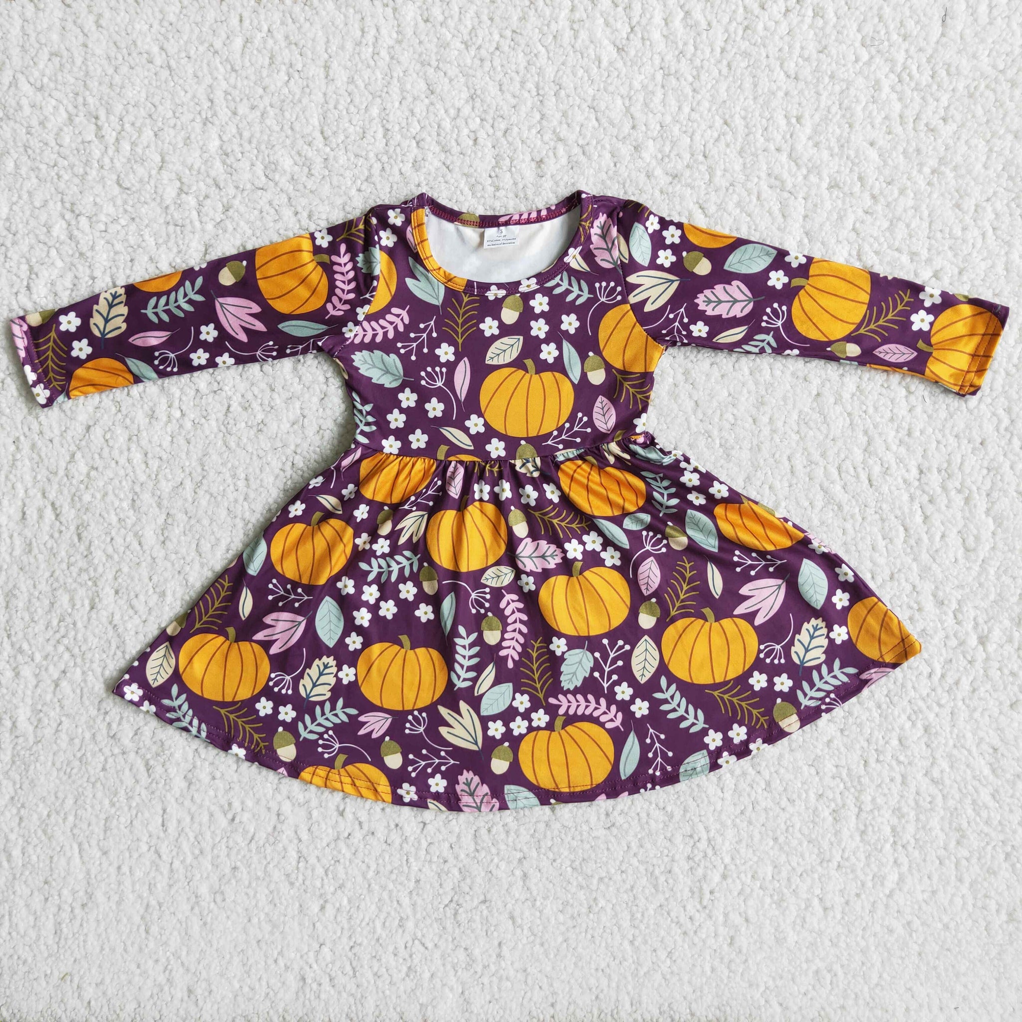 6 A12-14 baby girl pumpkin long sleeve  dress-promotion 2023.9.16