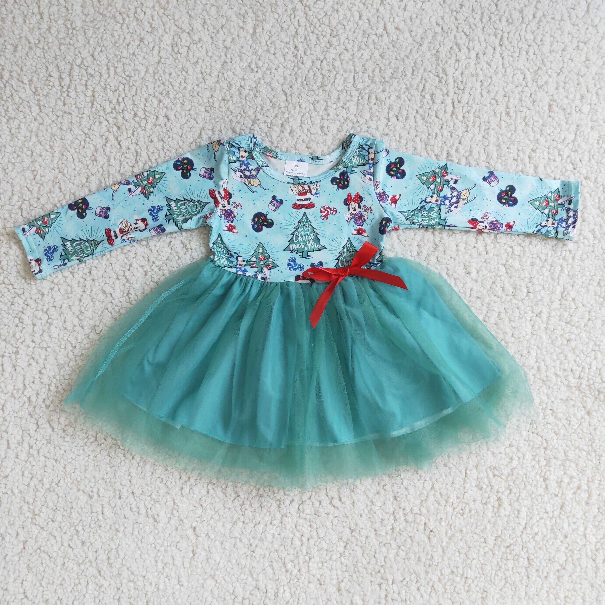 6 A15-1 baby girl clothes deer green  tulle winter christmas dress-promotion 2023.9.4