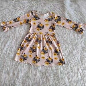 6 A20-16 Baby Girl Halloween Pumpkin Sunflower Leopard Dress-promotion 2023.8.21