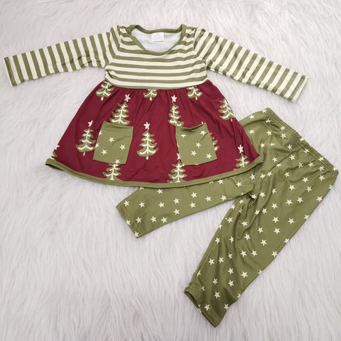 6 A23-2 baby girl clothes green christmas tree girl christmas outfit-promotion 2023.11.11