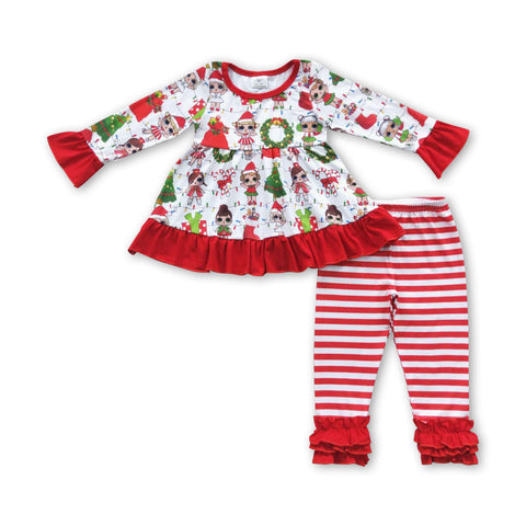 6 A27-1 baby girl clothes cartoon red christmas outfits