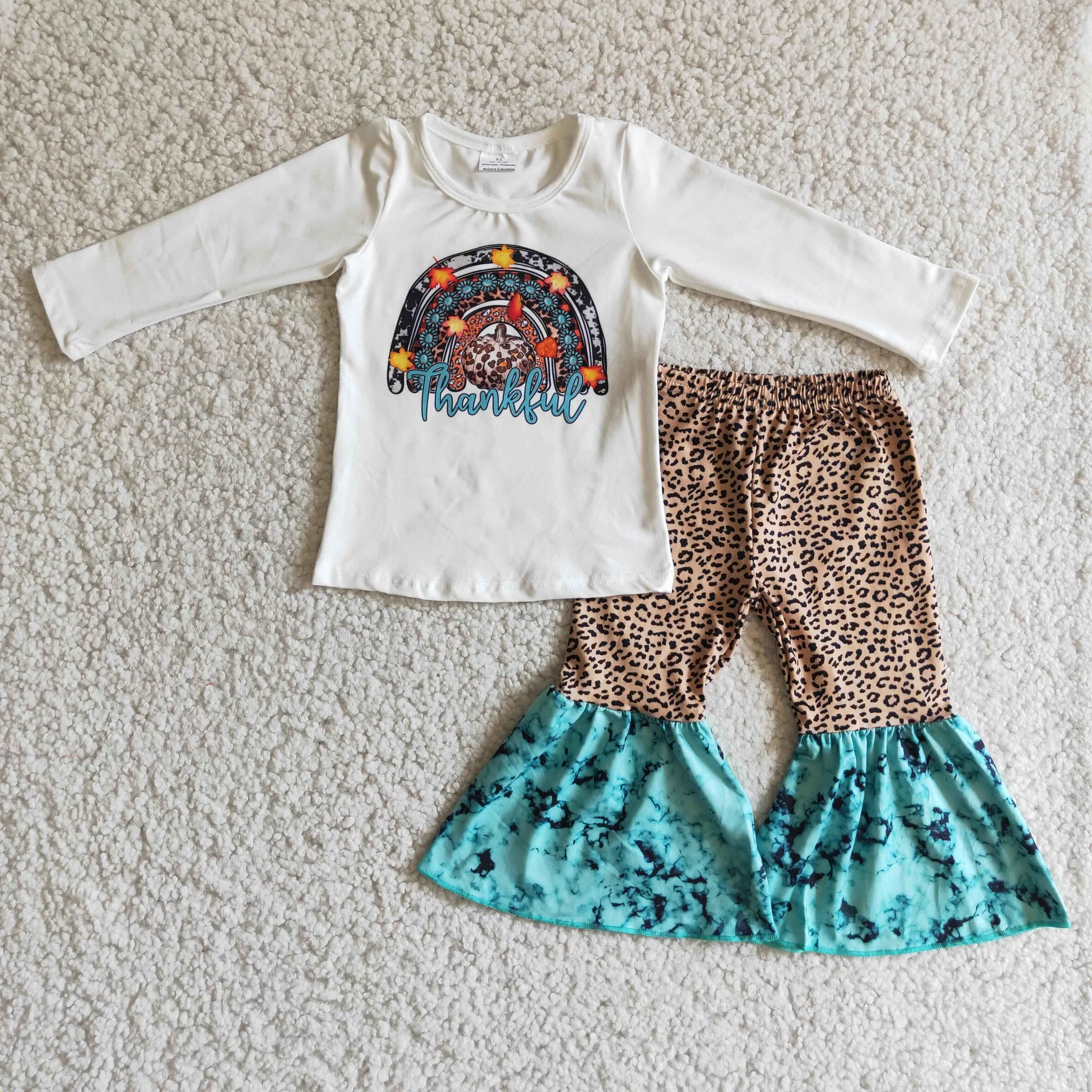 6 A3-15 toddler girl clothes girl thanksgiving outfit turquoise thankful outfit-promotion 2023.10.9