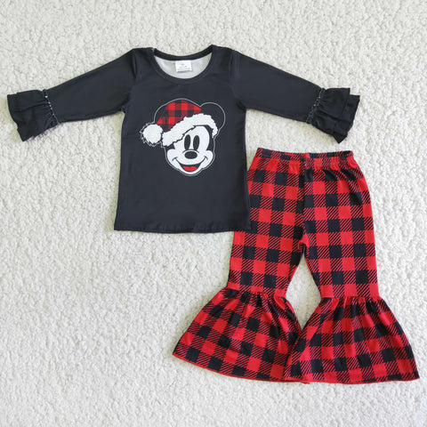 6 A4-11 baby girl clothes girl christmas outfit black red plaid outfit-promotion 2023.11.25