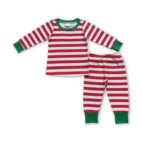 6A8-16 baby girl clothes red stirpe girl christmas pajamas set