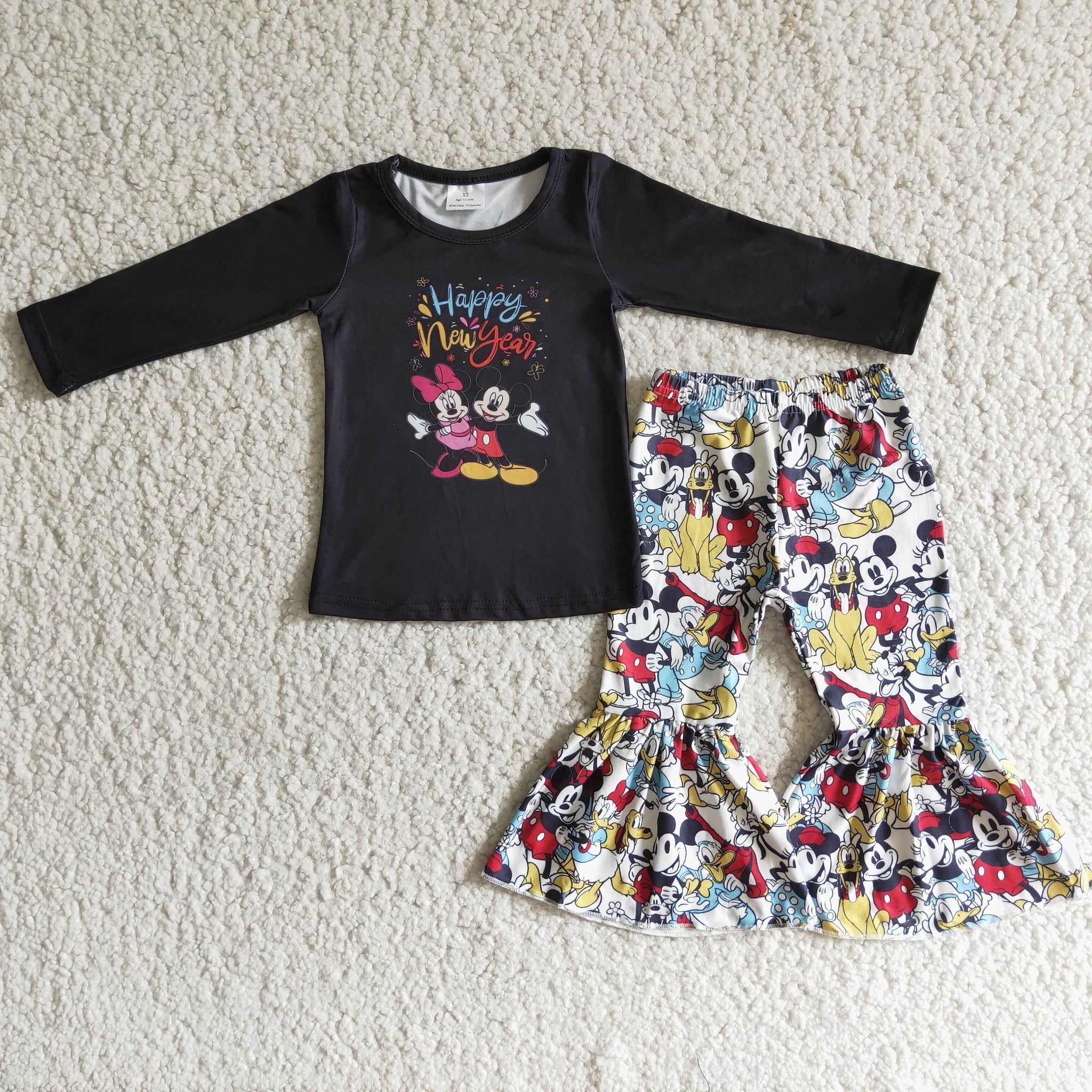 6 B1-18 baby girl clothes black cartoon happy new year outfits - promotion 2023.10.21