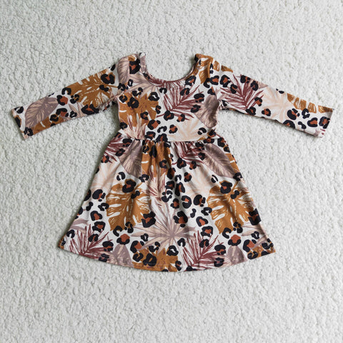 6 B7-3 girls' winter long sleeve leopard print dress -promotion 2023.8.7