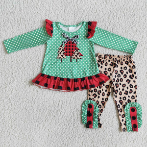6 B8-17 baby girl clothes green tree girl christmas outfit-promotion 2023.11.4