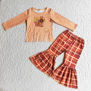 6 B9-34 toddler girl clothes girl thanksgiving outfit love turkey outfit-promotion 2023.10.9