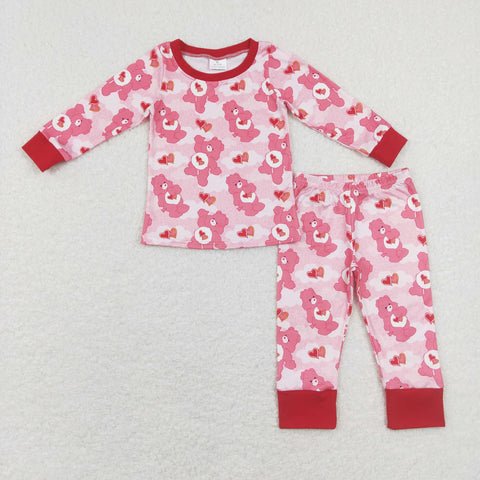 GLP1090 toddler girl clothes girl bear heart girl valentines day outfit 1