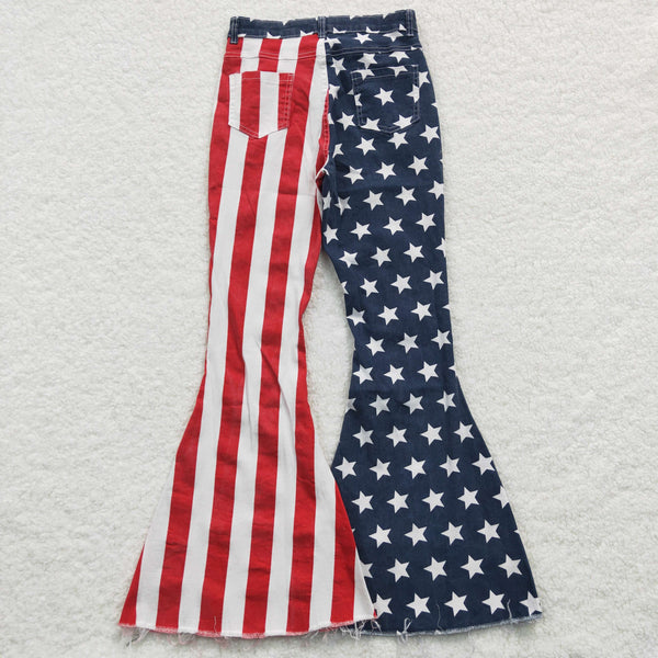 P0119 adult jeans women jeans 4th of July patriotic women bell bottom pant women flare pant