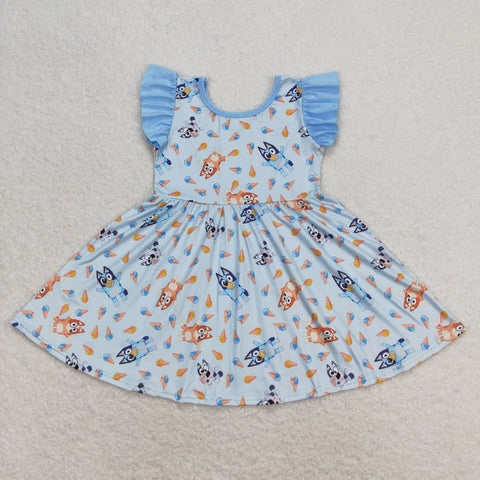 GSD1202 RTS toddler clothes blue animal baby girl summer dress