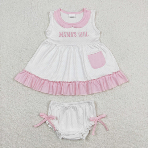 GBO0280 baby girl clothes mama’s pink girl embroidery girl summer bummies sets