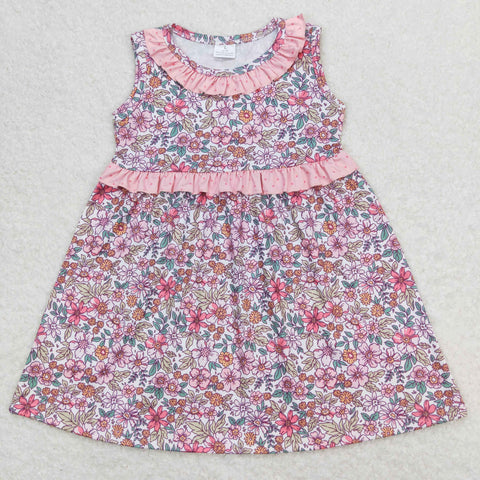 GSD0935 RTS toddler clothes pink floral baby girl summer dress