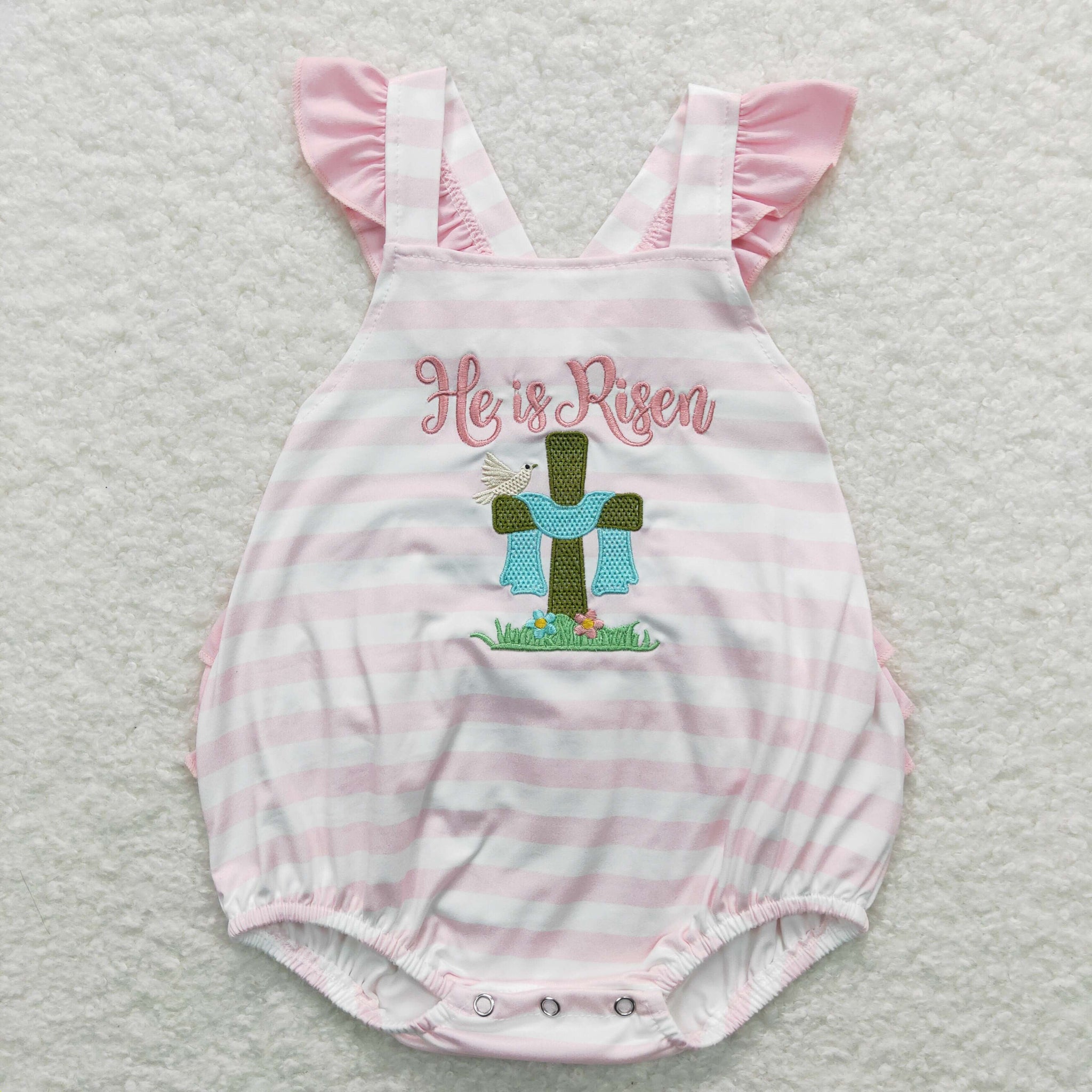 SR0564 baby girl clothers girl easter clothes he is risen easter bubble