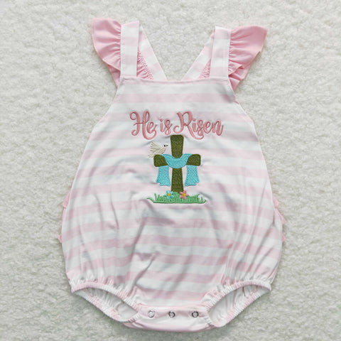 SR0564 baby girl clothers girl easter clothes he is risen easter bubble