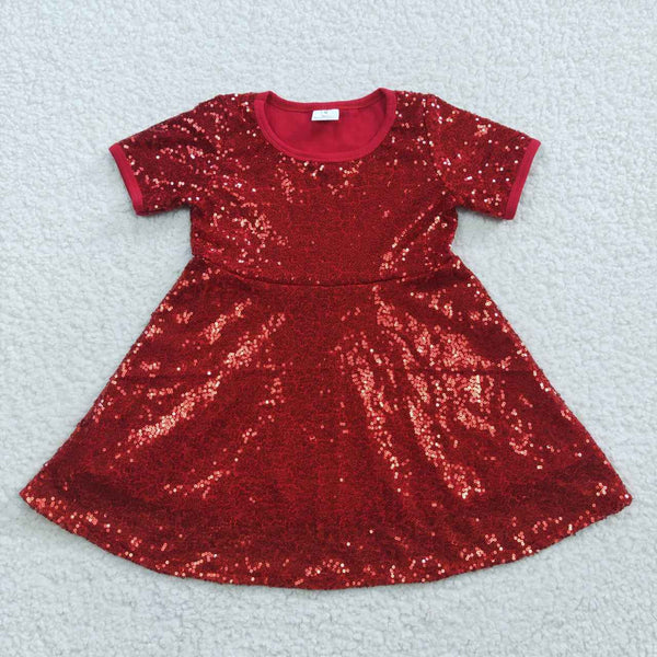 GSD0446 baby girl clothes red sequin girl  christmas dress chrismtmas party wear