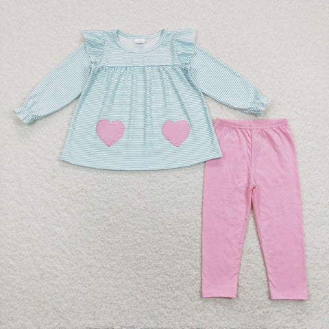 GLP1114 baby girl clothes heart embroidery love toddler Valentine's Day outfit