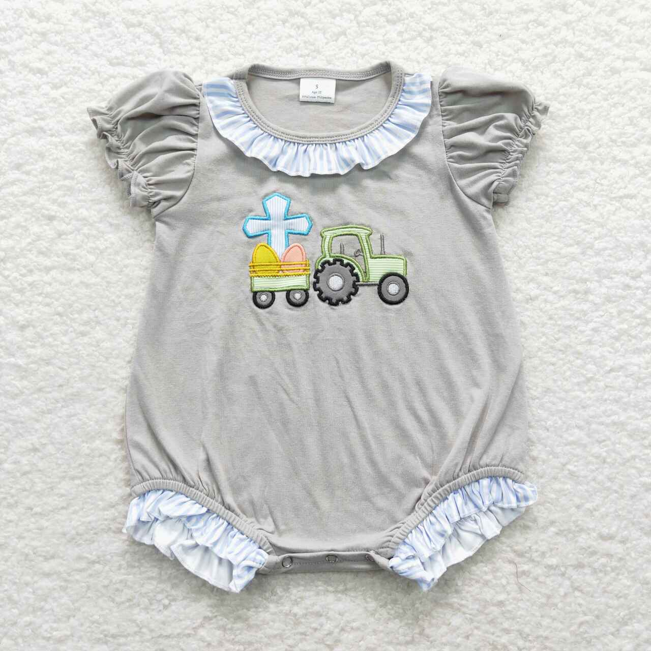 SR0491  toddler girl clothes cross egg truck embroidery girl easter bubble todder easter clothes