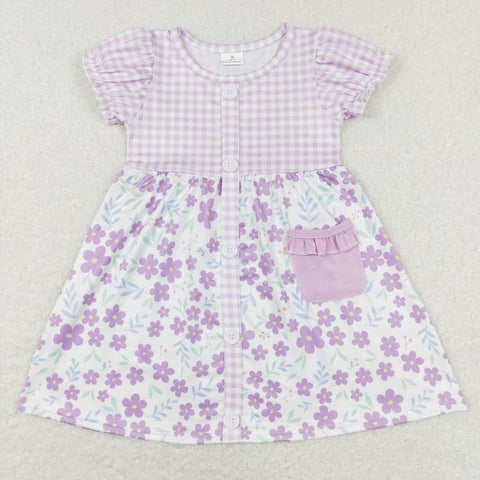 GSD0577 baby girl clothes girl summer dress purple floral dresses