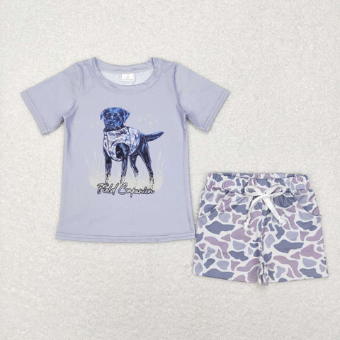 BSSO0323 baby boy clothes dog boy summer shorts set
