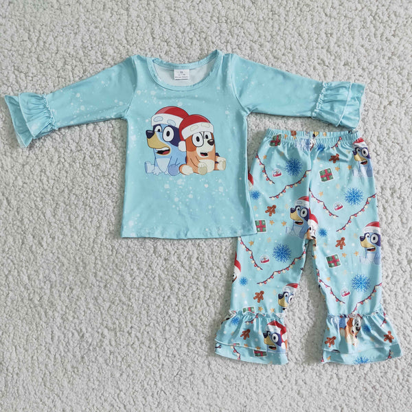 6 B6-14 baby girl clothes blue cartoon dog winter christmas outfits