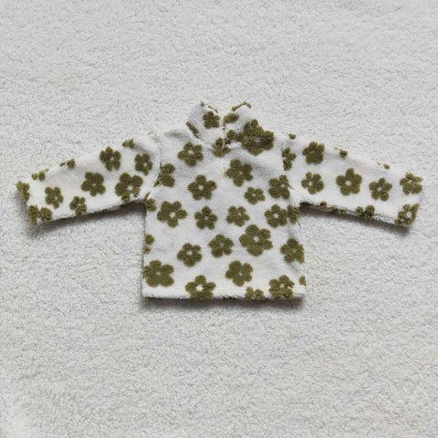 GT0263 baby girls clothes green sherpa  girl winter coat jacket