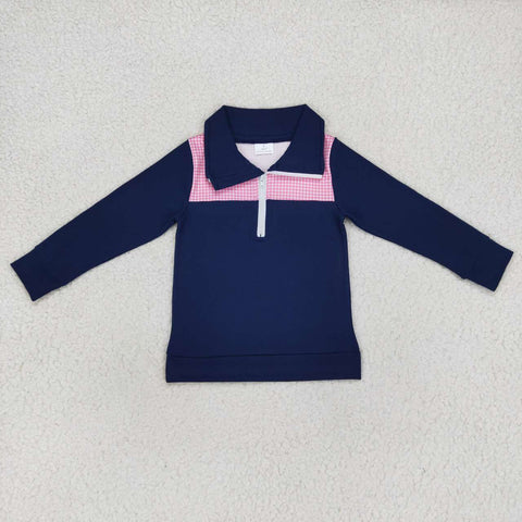 BT0290 toddler boy clothes navy plaid boy winter top