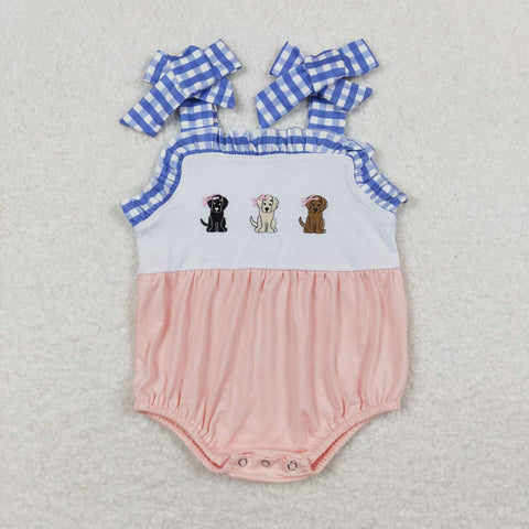 SR1053 baby girl clothes embroidery pubby dog embroidery toddler girl summer bubble