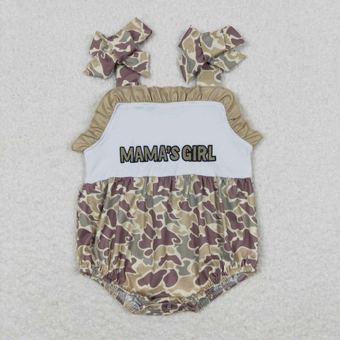 SR0994 RTS baby girl clothes embroidery mama’s girl camo girl summer romper mother's day clothes