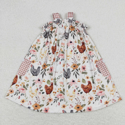 GSD0841 baby girl clothes flowers rooster girl summer dress girl chicken dress farm clothes