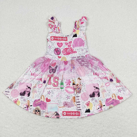 GSD0691 RTS baby girl clothes twirl dress girl taylor pink summer dress