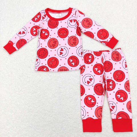 GLP1135 baby girl clothes girl smiley heart girl valentines day pajamas outfit