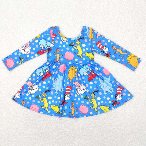 GLD0458 toddler girl clothes dr.seuss dress girl spring dress