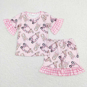 GSSO0401 baby girl clothes girl easter pajamas set easter shorts set