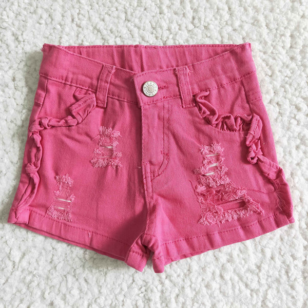 Hot Pink Elastic Waistband Jeans Baby Girls Denim Shorts