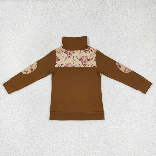 BT0298 toddler boy clothes brown winter cow top