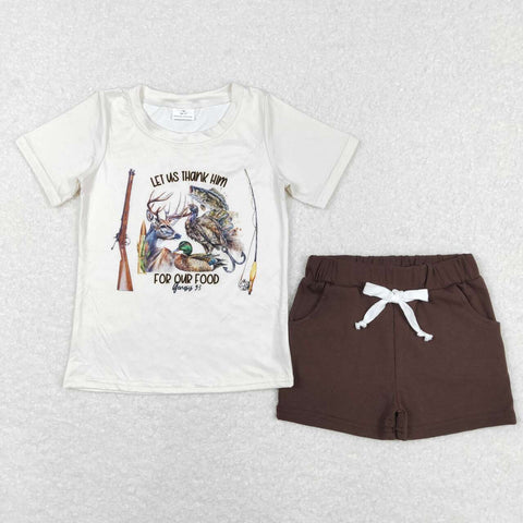 BSSO0471 baby boy clothes deer boy hunting clothes toddler summer shorts set