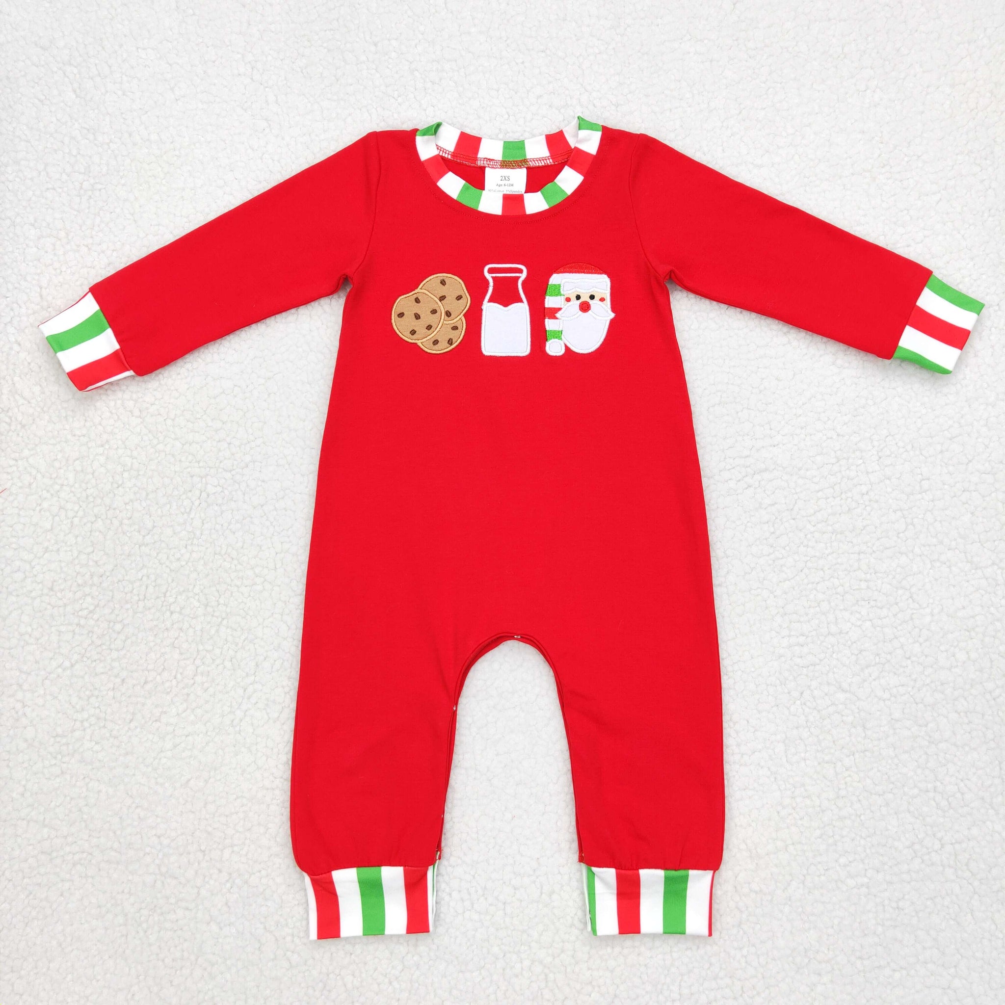 LR0629 RTS baby clothes santa claus milk embroidery baby boy christmas  romper