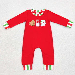 LR0629 RTS baby clothes santa claus milk embroidery baby boy christmas  romper