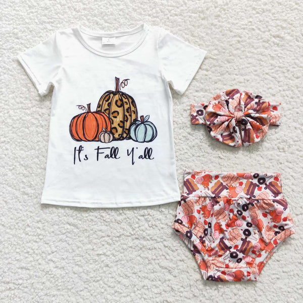 GBO0182 baby clothes pumpkin halloween bummies set