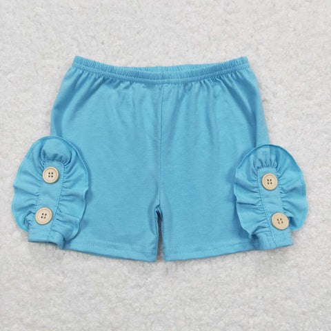 SS0191 toddler clothes blue ruffled buttons girl summer shorts cotton girl summmer bottom