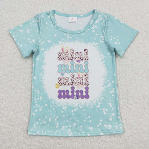 GT0448 baby girl clothes bunny print girl easter summer tshirt toddler easter clothes