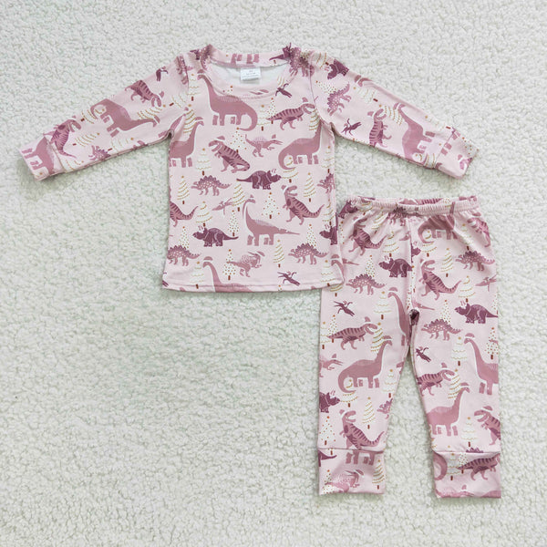 GLP0482 toddler girl clothes dinosaur girl winter pajamas set